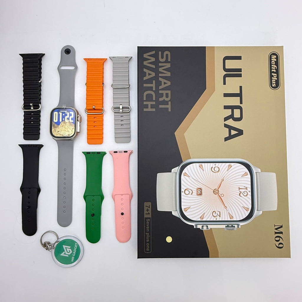 Smart Watch M69 Ultra 7+1 Straps HD Big Screen Men Women Smartwatch Bluetooth Call Bluetooth Music Sleep Monitoring Wireless Charging Watch