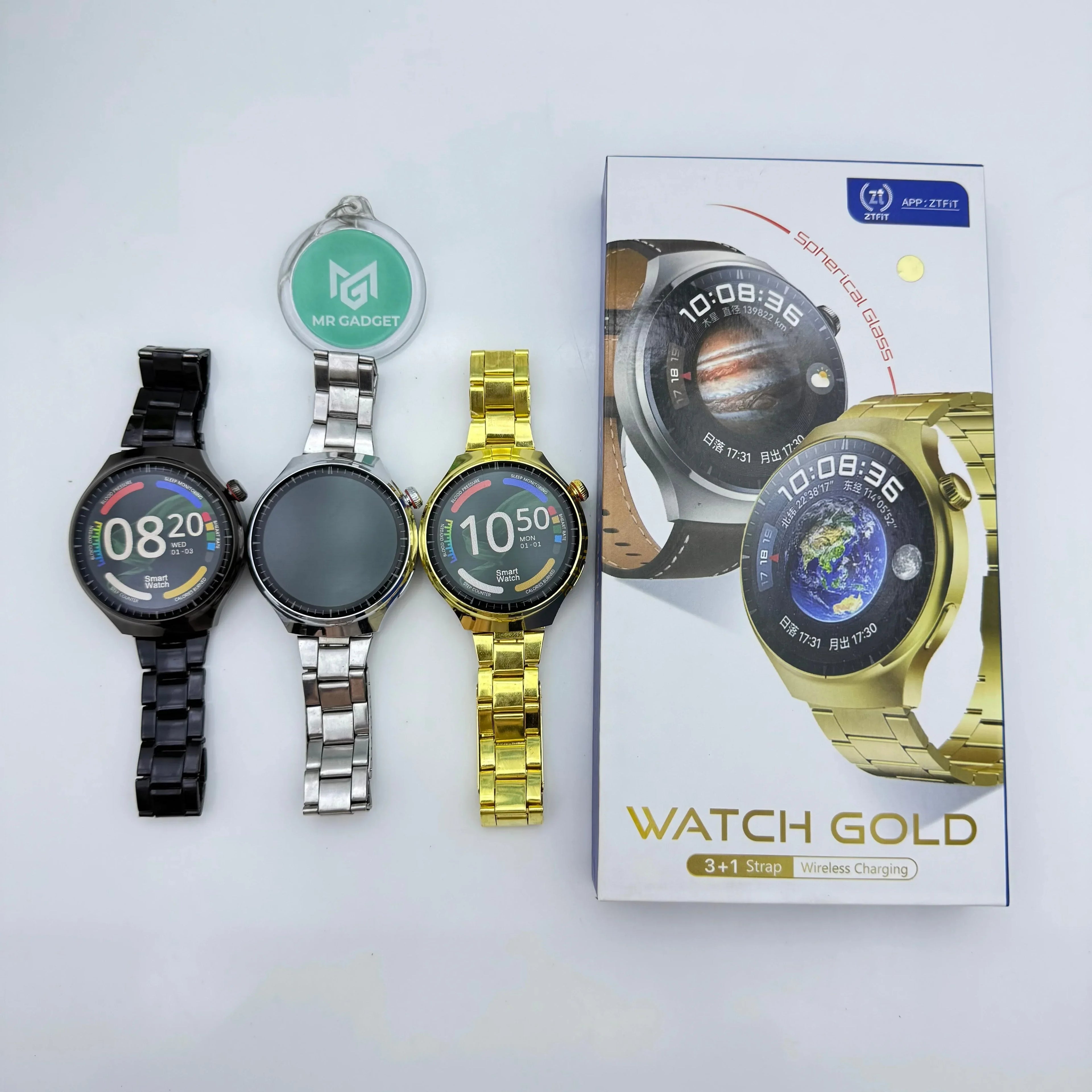 Watch Gold 3+1 with wireless charging 3D spherical glass Smart Watch