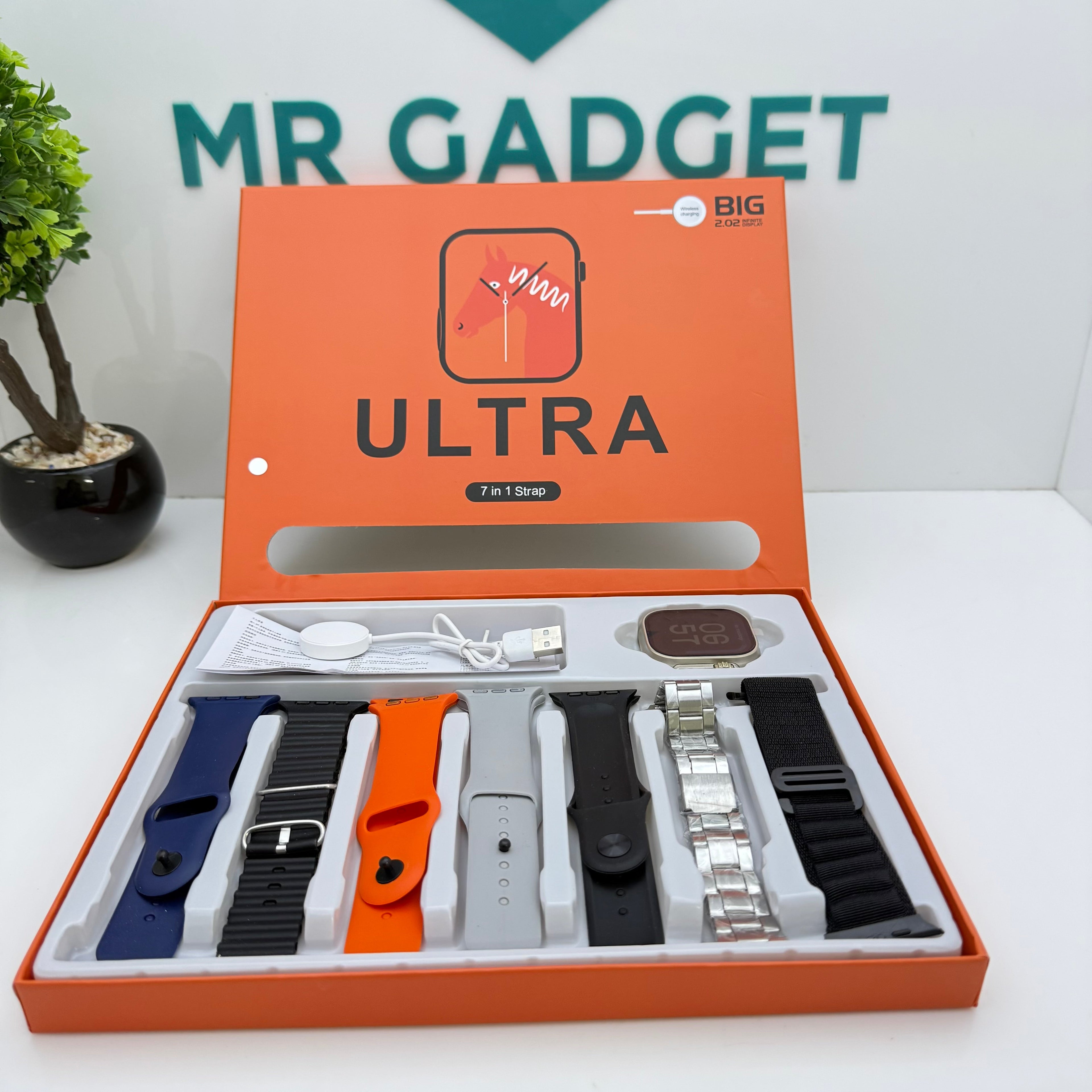 Ultra 7 in 1 Strap Smartwatch 49mm | Series 10 Ultra Smart Watch 49mm with 7 pair Straps | Bluetooth Calling | Sports Mood