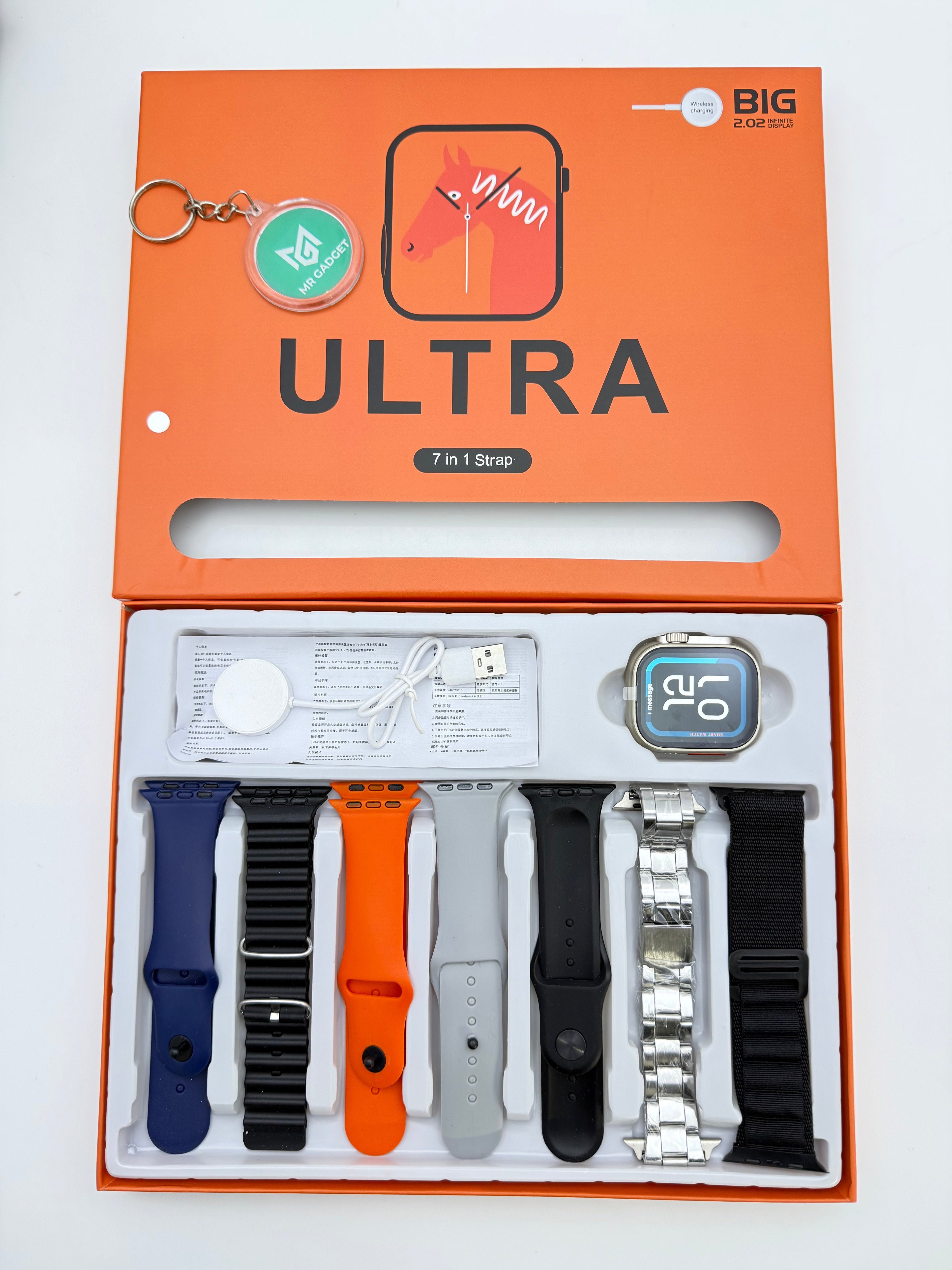Ultra 7 in 1 Strap Smartwatch 49mm | Series 10 Ultra Smart Watch 49mm with 7 pair Straps | Bluetooth Calling | Sports Mood