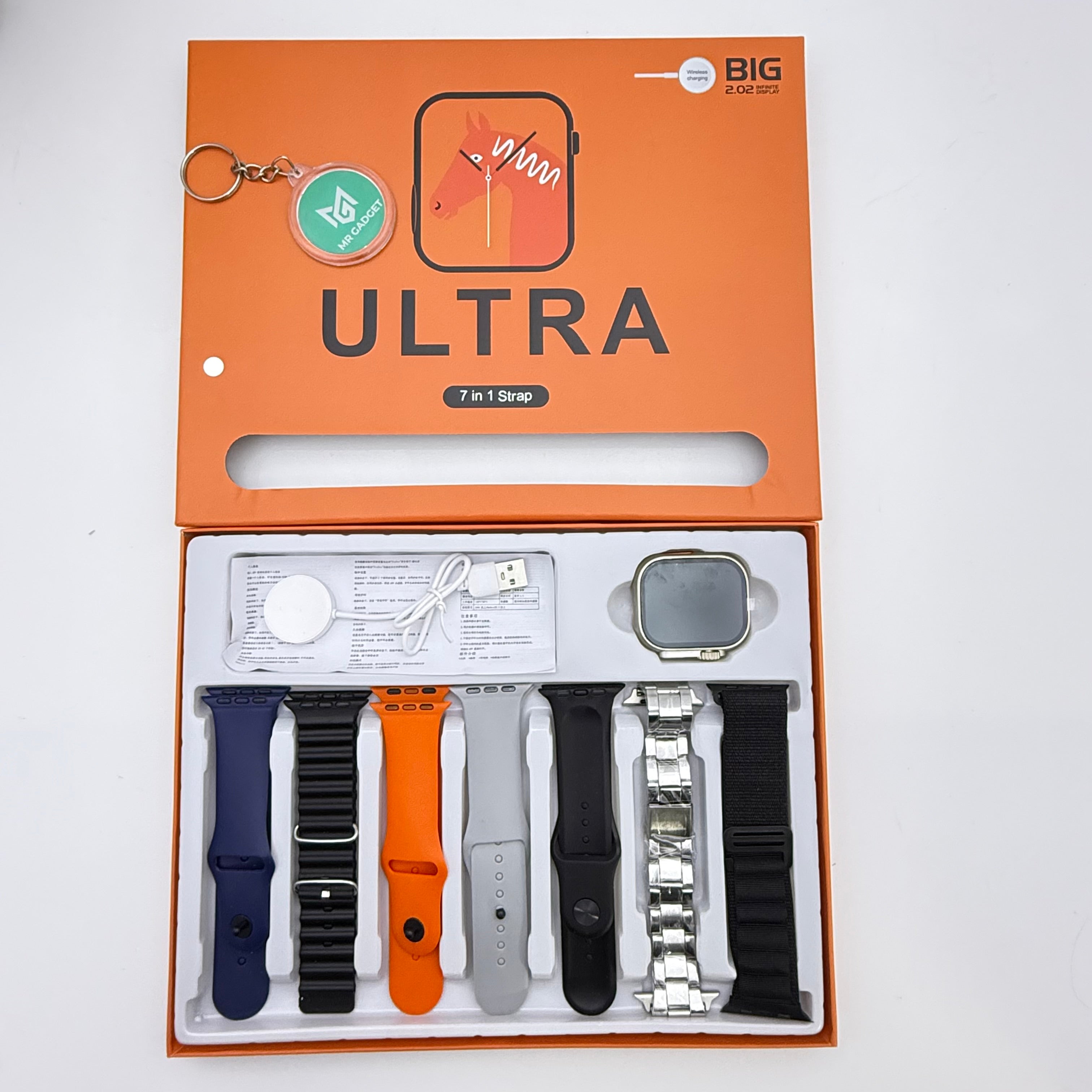 Ultra 7 in 1 Strap Smartwatch 49mm | Series 10 Ultra Smart Watch 49mm with 7 pair Straps | Bluetooth Calling | Sports Mood