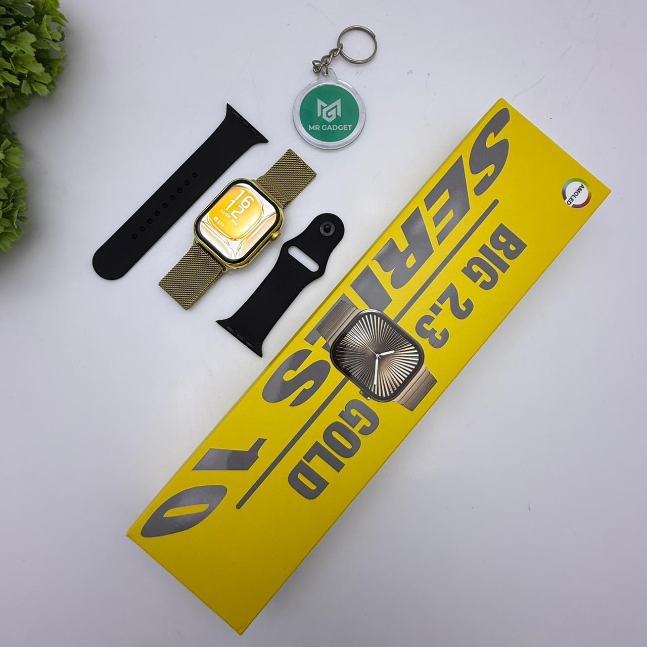 Apple Logo Smart Watch Gold Edition Dual Strap